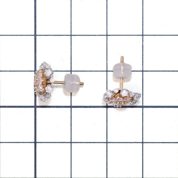 K18WG/PG 天然ピンクダイヤモンド ピアス PD0.50ct D0.42ct フラワー 2Way