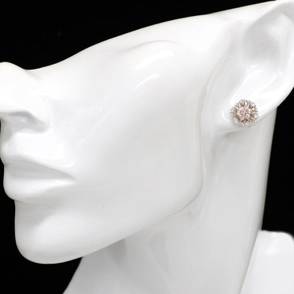 K18WG/PG 天然ピンクダイヤモンド ピアス PD0.50ct D0.42ct フラワー 2Way