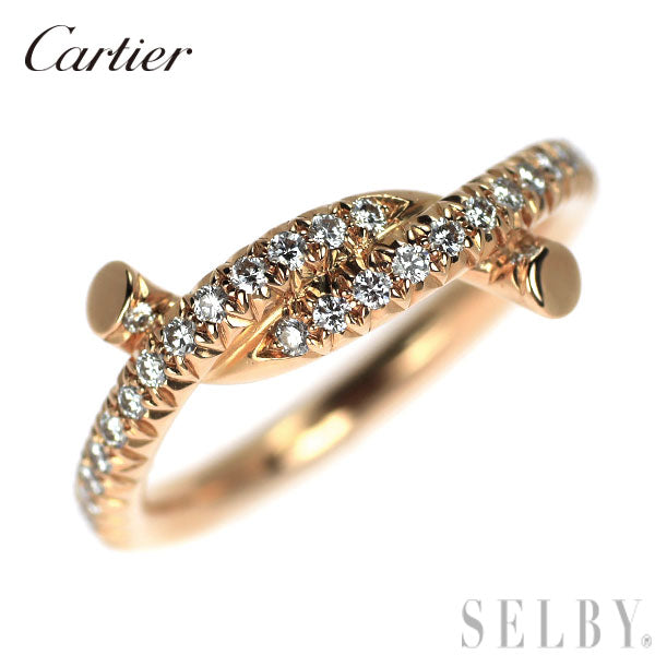 カルティエ K18PG ダイヤモンド リング アントルラセ 49号