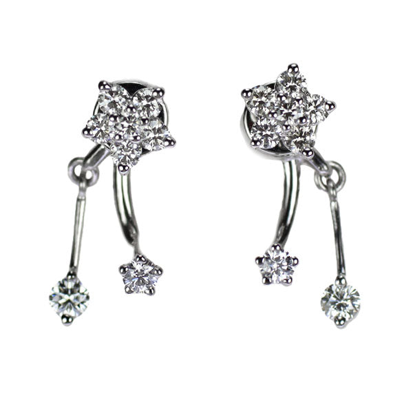 小寺智子 Pt900 ダイヤモンド ピアス 0.29ct フラワー