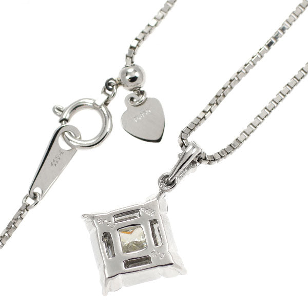 Pt プリンセスカット ダイヤモンド ペンダントネックレス 0.732ct M VS2 D0.53ct