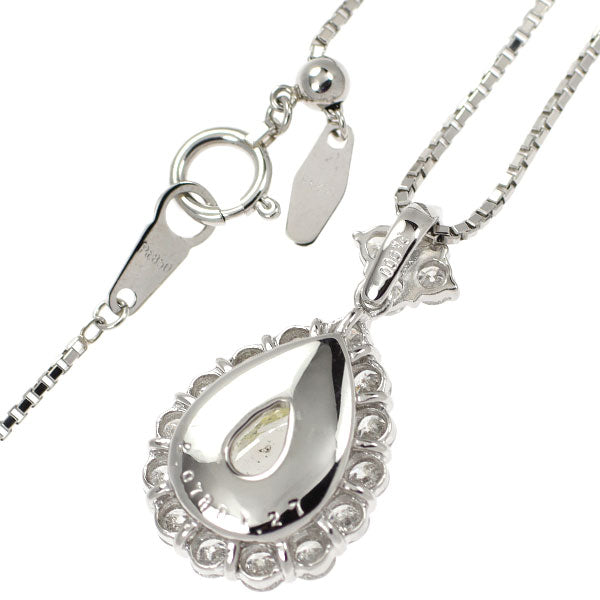 Pt ペアシェイプローズカット ダイヤモンド ペンダントネックレス 2.078ct VLY SI2 D1.27ct