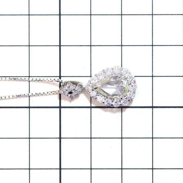 Pt ペアシェイプローズカット ダイヤモンド ペンダントネックレス 2.078ct VLY SI2 D1.27ct