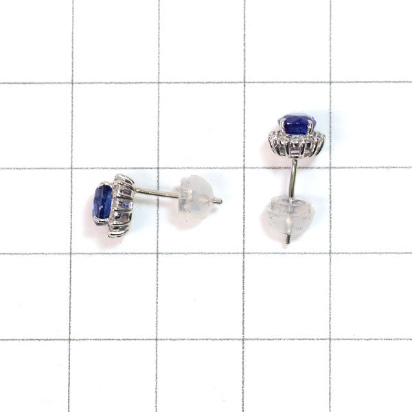 新品 Pt950/ Pt900 サファイア ダイヤモンド ピアス 1.16ct D0.14ct 【エスコレ】