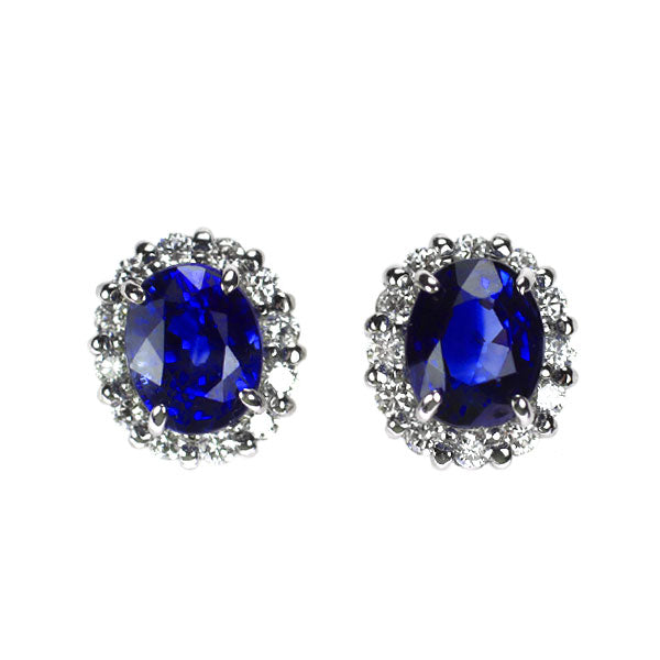 新品 Pt950/ Pt900 サファイア ダイヤモンド ピアス 1.16ct D0.14ct 【エスコレ】