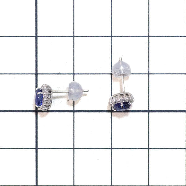 新品 Pt950/ Pt900 サファイア ダイヤモンド ピアス 1.04ct D0.14ct 【エスコレ】