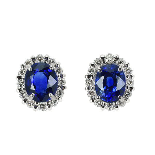新品 Pt950/ Pt900 サファイア ダイヤモンド ピアス 1.04ct D0.14ct 【エスコレ】