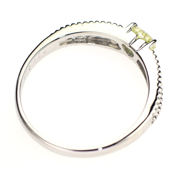 新品 Pt950 ハートシェイプ 天然シャルトリューズグリーン ダイヤモンド リング 0.306ct FIYG VS2 D0.04ct 【エスコレ】