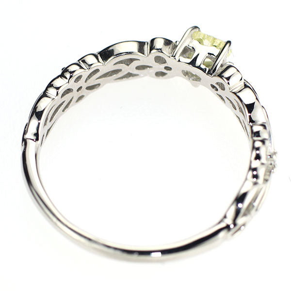 新品 Pt950 ハートシェイプ 天然シャルトリューズグリーン ダイヤモンド リング 0.200ct FYG SI2 D0.03ct 【エスコレ】