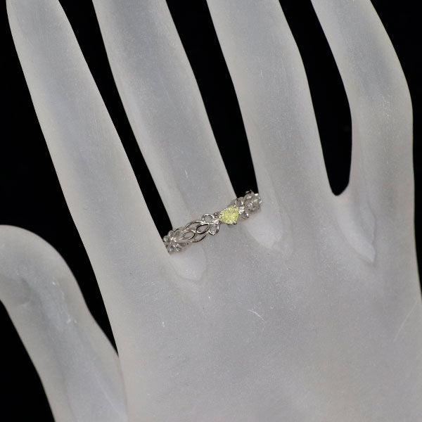 新品 Pt950 ハートシェイプ 天然シャルトリューズグリーン ダイヤモンド リング 0.200ct FYG SI2 D0.03ct 【エスコレ】