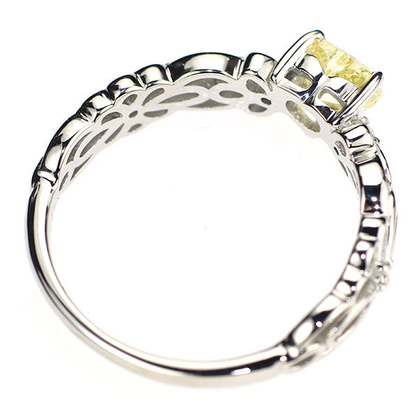 新品 Pt950 ハートシェイプ 天然インテンスイエロー ダイヤモンド リング 0.503ct FIY SI2 D0.03ct 【エスコレ】