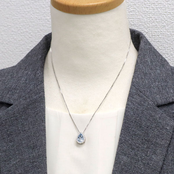 ゾッカイ K18WG アクアマリン ダイヤモンド ペンダントネックレス