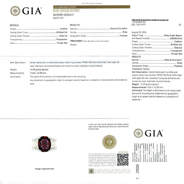 Edel（エデル）K18/Pt900 タイ産 ルビー ダイヤモンド リング 4.24ct D2.34ct