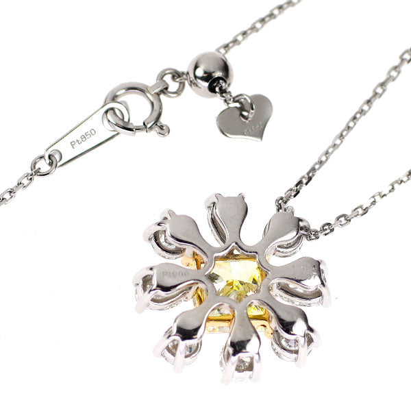 Pt850/Pt900/K18YG プリンセスカット ダイヤモンド ペンダントネックレス 1.554ct LY VS2 D1.307ct フラワー