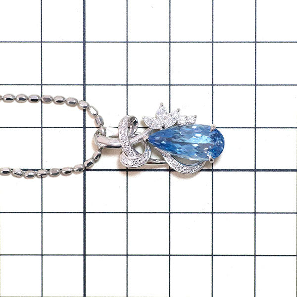 Pt サンタマリア アクアマリン ダイヤモンド ペンダントネックレス 5.19ct D0.67ct
