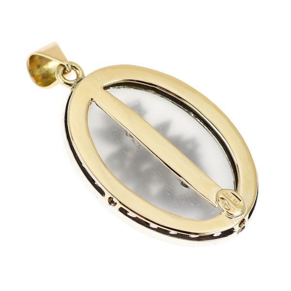 メッキ/K14YG ローズカットダイヤモンド クオーツ ペンダントトップ イタリア製 ヴィンテージ製品【ヒスコレ】