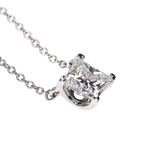 ティファニー Pt950 プリンセスカット ダイヤモンド ペンダントネックレス 1.03ct H VVS2