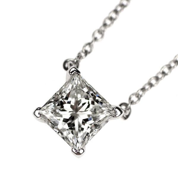 ティファニー Pt950 プリンセスカット ダイヤモンド ペンダントネックレス 1.03ct H VVS2