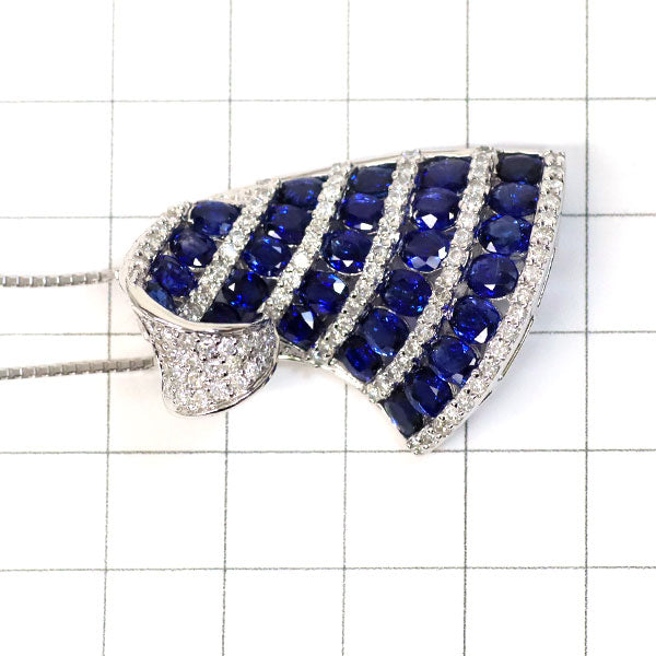 K18WG サファイア ダイヤモンド ペンダントネックレス 8.16ct D1.46ct