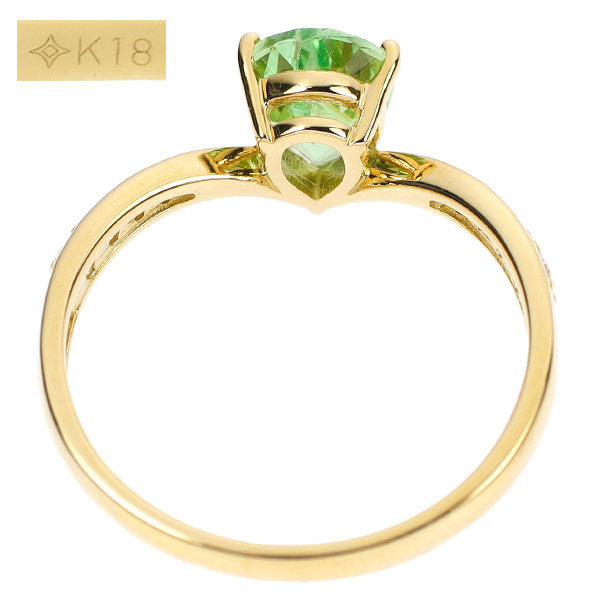 GSTV K18YG ミントグリーン ガーネット ダイヤモンド リング 1.00ct D0.12ct 強蛍光