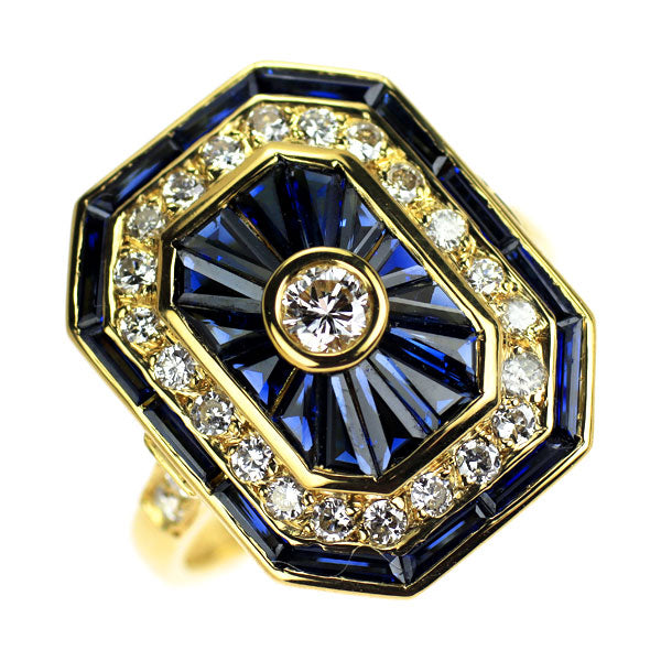K18YG ダイヤモンド カリブレカットサファイア リング 0.50ct S1.40ct