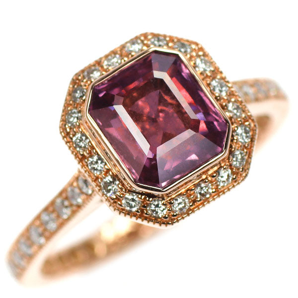 K18PG ファンシーカラーサファイア ダイヤモンド リング 1.84ct D0.44ct