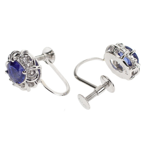 Pt850 サファイア ダイヤモンド イヤリング 1.55ct D0.10ct