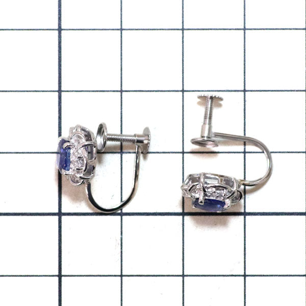 Pt850 サファイア ダイヤモンド イヤリング 1.55ct D0.10ct