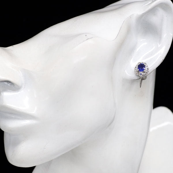 Pt850 サファイア ダイヤモンド イヤリング 1.55ct D0.10ct