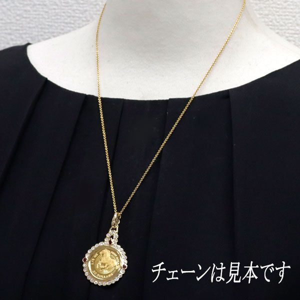 K24/K18YG ルビー ダイヤモンド ペンダントトップ 0.42ct D1.20ct コイン ツバルホース 1/5oz
