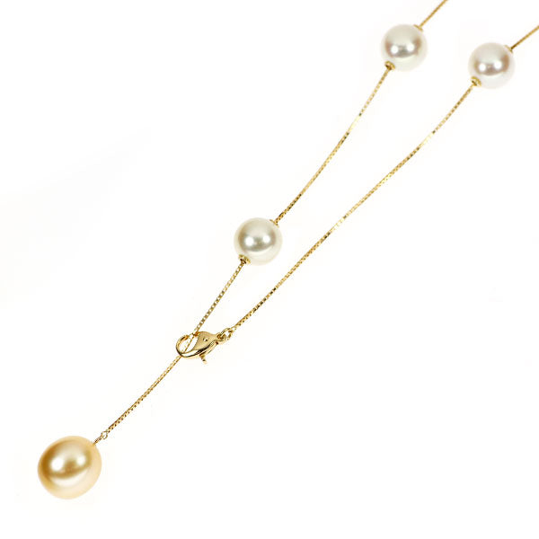 K18YG ゴールデン/アコヤ真珠 ネックレス 径約 8.3-10.2mm ラリエットタイプ