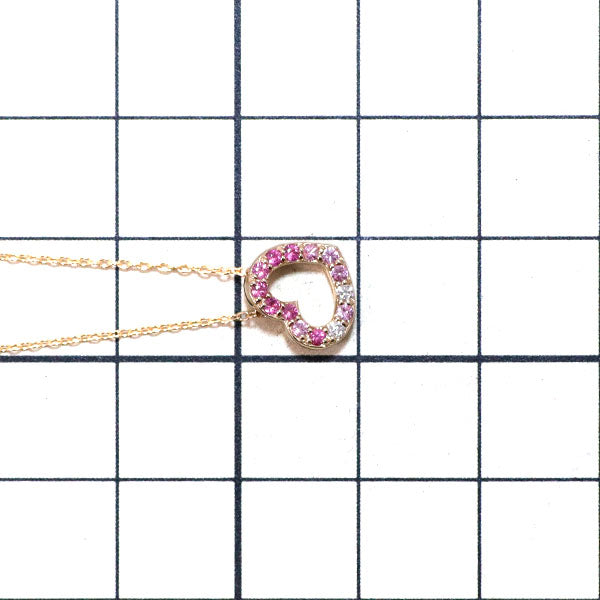 ポンテヴェキオ K18PG ピンクサファイア ダイヤモンド ペンダントネックレス 0.15ct D0.02ct ハート