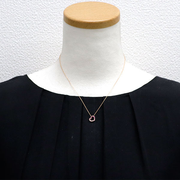 ポンテヴェキオ K18PG ピンクサファイア ダイヤモンド ペンダントネックレス 0.15ct D0.02ct ハート