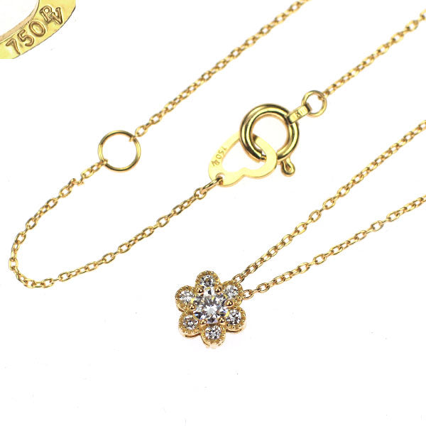 ポンテヴェキオ K18YG ルビー ダイヤモンド ペンダントネックレス 0.12ct D0.11ct フラワー リバーシブル