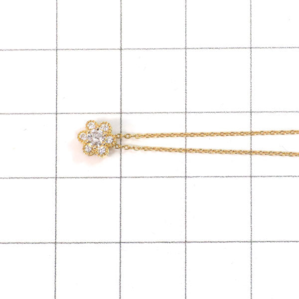 ポンテヴェキオ K18YG ルビー ダイヤモンド ペンダントネックレス 0.12ct D0.11ct フラワー リバーシブル