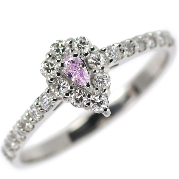 新品 希少 Pt950 ペアシェイプ 天然ピンク ダイヤモンド リング 0.065ct FLPP SI1 D0.35ct