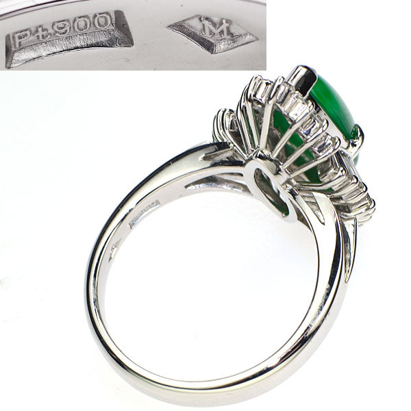 銀座ミワ Pt900 翡翠/ヒスイ ダイヤモンド リング 2.660ct D0.94ct 陽刻ヴィンテージ製品 昭和レトロ【ヒスコレ】