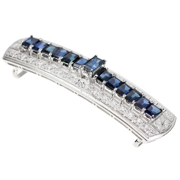 Pt850 サファイア 帯留め 4.12ct 陽刻ヴィンテージ製品
