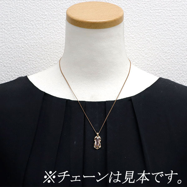 K18PG カービング トルマリン ダイヤモンド ペンダントトップ 2.55ct D0.22ct