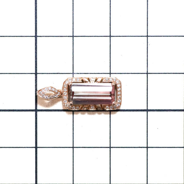 K14PG バイカラートルマリン ダイヤモンド ペンダントトップ 2.02ct D0.17ct