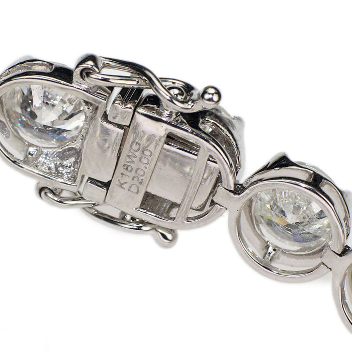 新品 K18WG ダイヤモンド ブレスレット D20.00ct テニス【エスコレ】