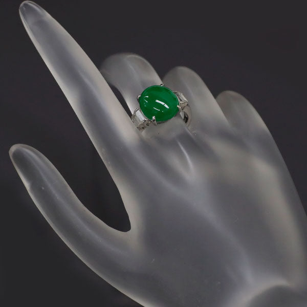Pt900 翡翠 ダイヤモンド リング 6.80ct D0.38ct