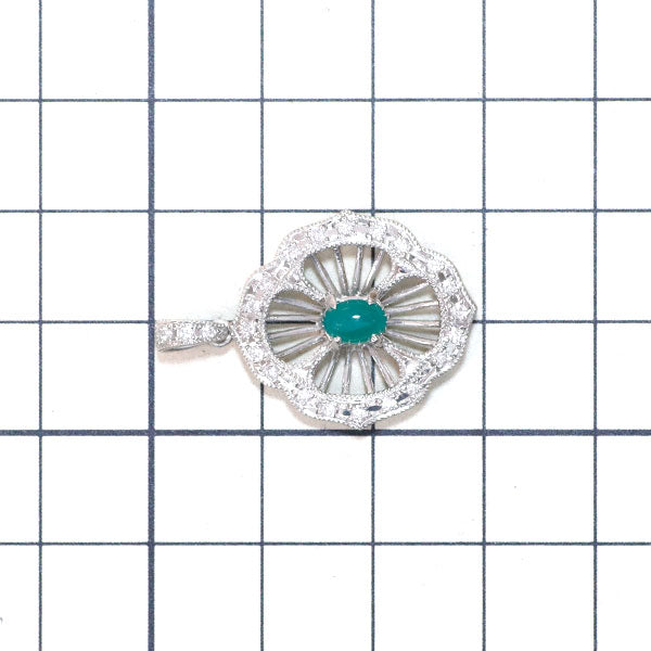 Pt900 グリーンカルセドニー ダイヤモンド ペンダントトップ 0.375ct D0.22ct アンティークレース