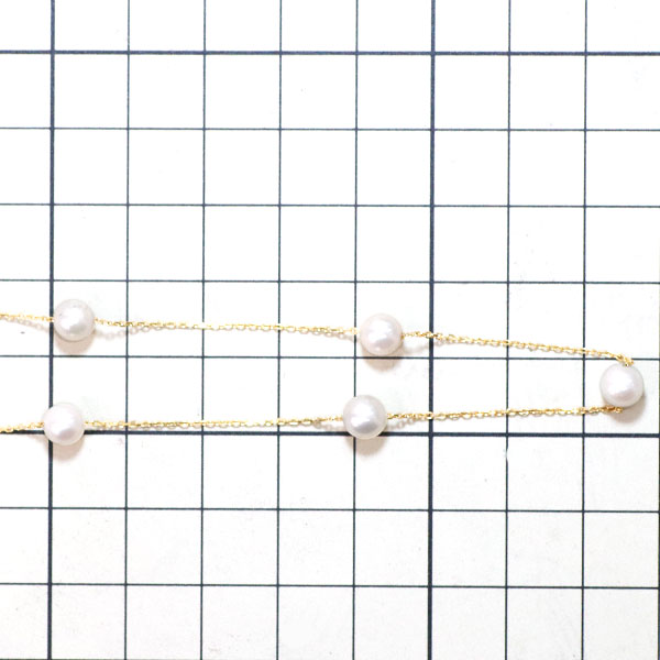 田崎真珠 K18YG アコヤ 真珠 ネックレス 径約5.5-5.7mm ステーション