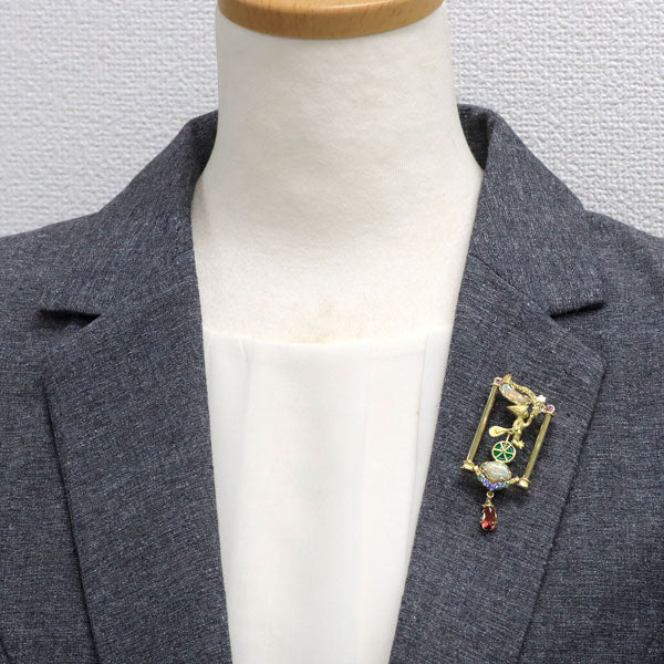 K18YG 翡翠 サファイア オパール ピンクトルマリン ダイヤ ブローチ兼ペンダントトップ 0.56ct S0.80ct OP2.21ct T1.55ct D0.02ct