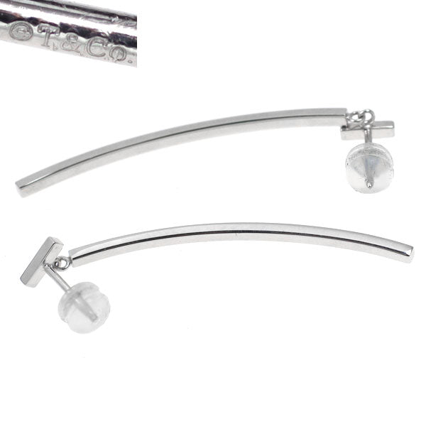 ティファニー K18WG ピアス Tワイヤー バー