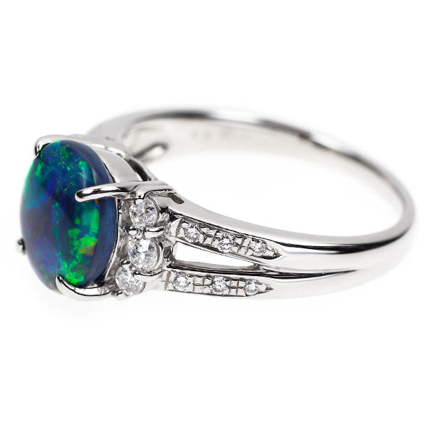 Pt900 ブラックオパール ダイヤモンド リング 1.960ct D0.34ct