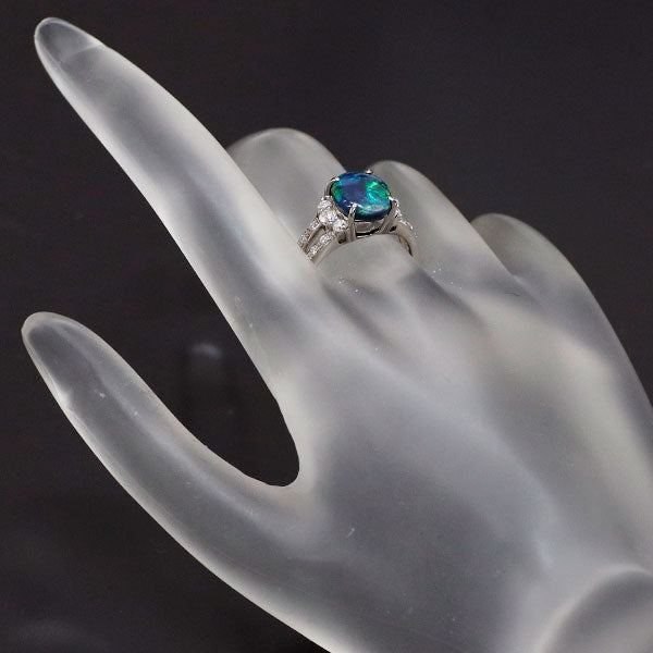 Pt900 ブラックオパール ダイヤモンド リング 1.960ct D0.34ct