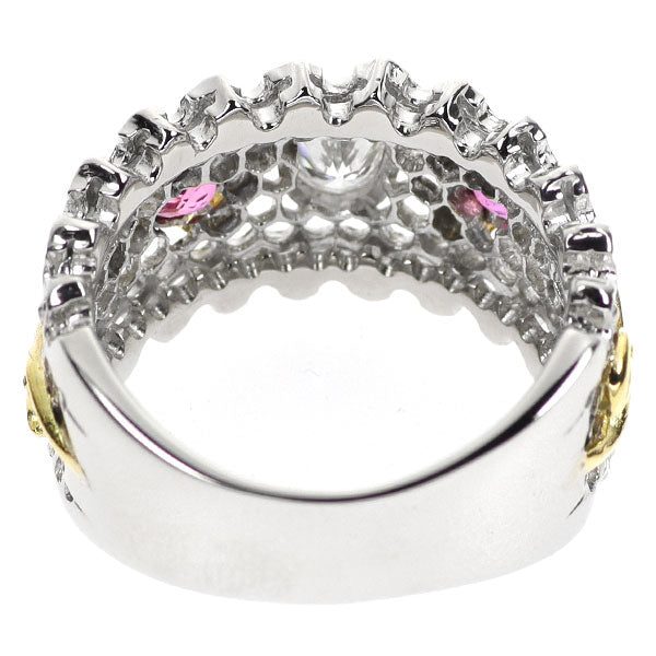 K18YG/ Pt900 ダイヤモンド ピンクサファイア リング 0.34ct PS0.43ct D0.22ct