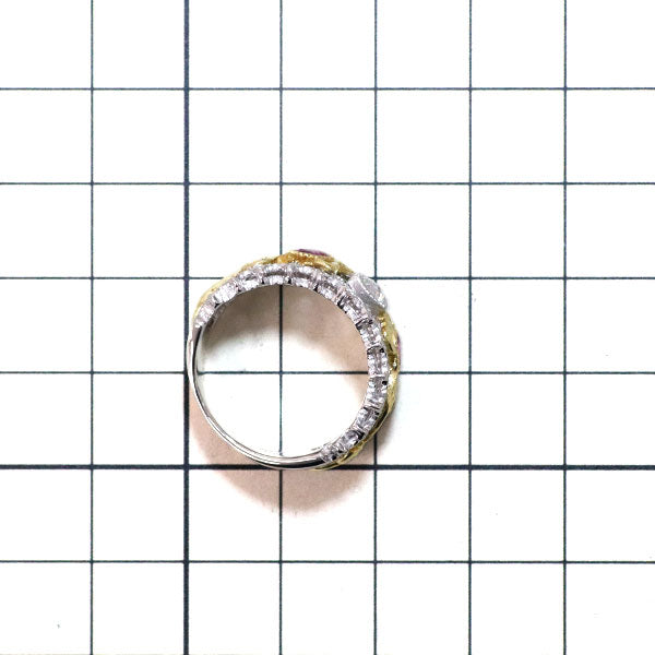 K18YG/ Pt900 ダイヤモンド ピンクサファイア リング 0.34ct PS0.43ct D0.22ct